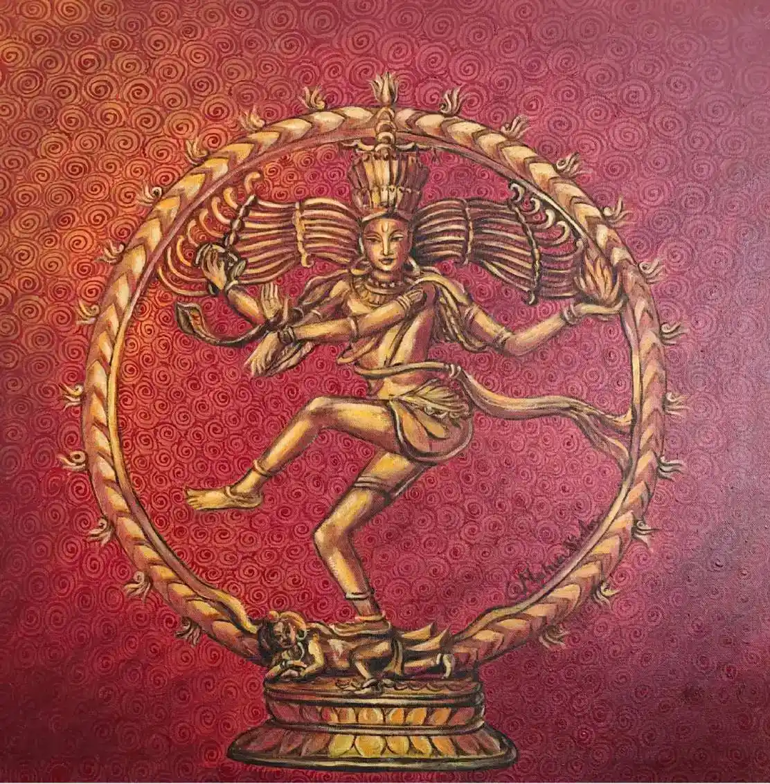 Natraj, Oil painting, Religious Home decor, Wall decor, Indian art, Artwork, Handpainted, Art, Painting, VistaPallett